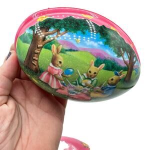 Vintage Plastic Easter Egg Containers Bunny Picnic